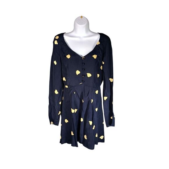 Reformation Dress 6 Womens Blue Luv It Mini Short Long Sleeve V-Neck Viscose - Picture 1 of 4